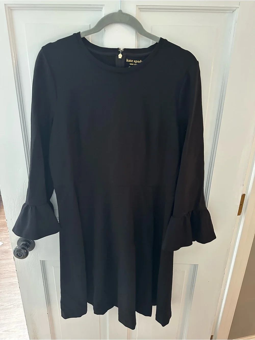 NWOT Kate Spade Black Bell Sleeve Ponte Dress.